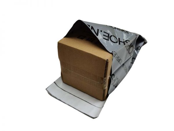Double adhesive shoe box poly mailer