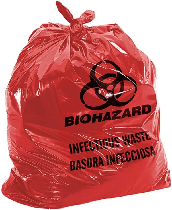 Red infectious medical waste bag