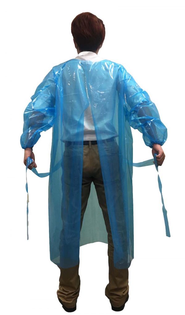 'Open back' version of our impervious isolation gown provides ample ventilation for the user